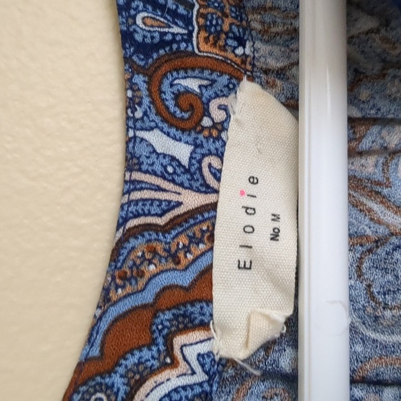 Medium Elodie Tassel Blue and Brown Shirt Top Soft Comfy Lightweight - Picture 3 of 10